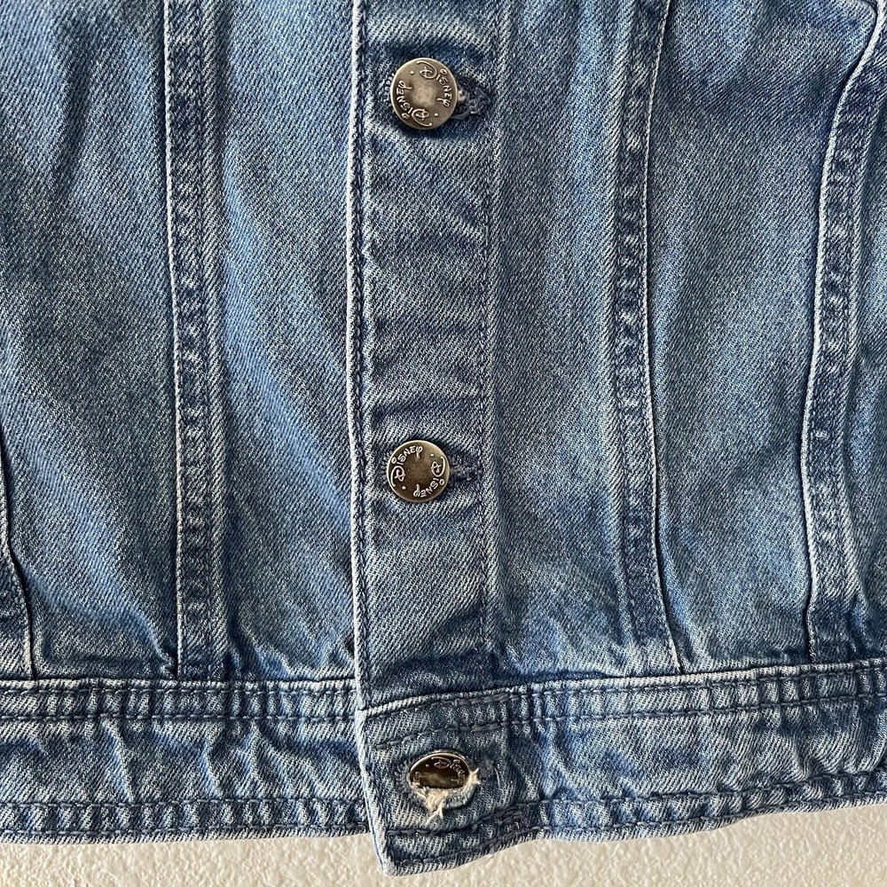 Vintage Disney Jean Jacket Kids Size 6 Mickey Mouse Retro Embroidered Patches - Picture 7 of 12